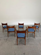 Mid Century Modern Lane Tuxedo Walnut and Rosewood Dining Chairs, Set of 6