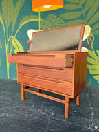 Mid Century Danish Modern Teak Vanity Small Boy Dresser by Nils Jonsson