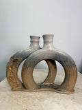 Large Vintage Sculptural Double Loop Studio Pottery Sculpture Vase by Keiko Hergesheimer