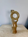 Vintage Tan Modernist Biomorphic Studio Pottery Sculpture Vase signed Sterling