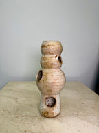 Vintage Cream Modernist Studio Pottery Vase signed Sterling