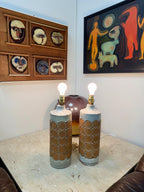 Pair of Hal Lasky Isla Del Sol Mid Century Studio Pottery Lamps, AS-IS