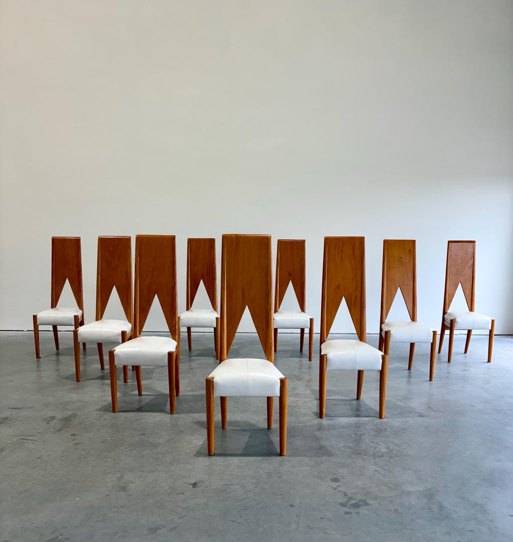 Unique Artisan Postmodern Sculptural Dining Chairs, set of 9