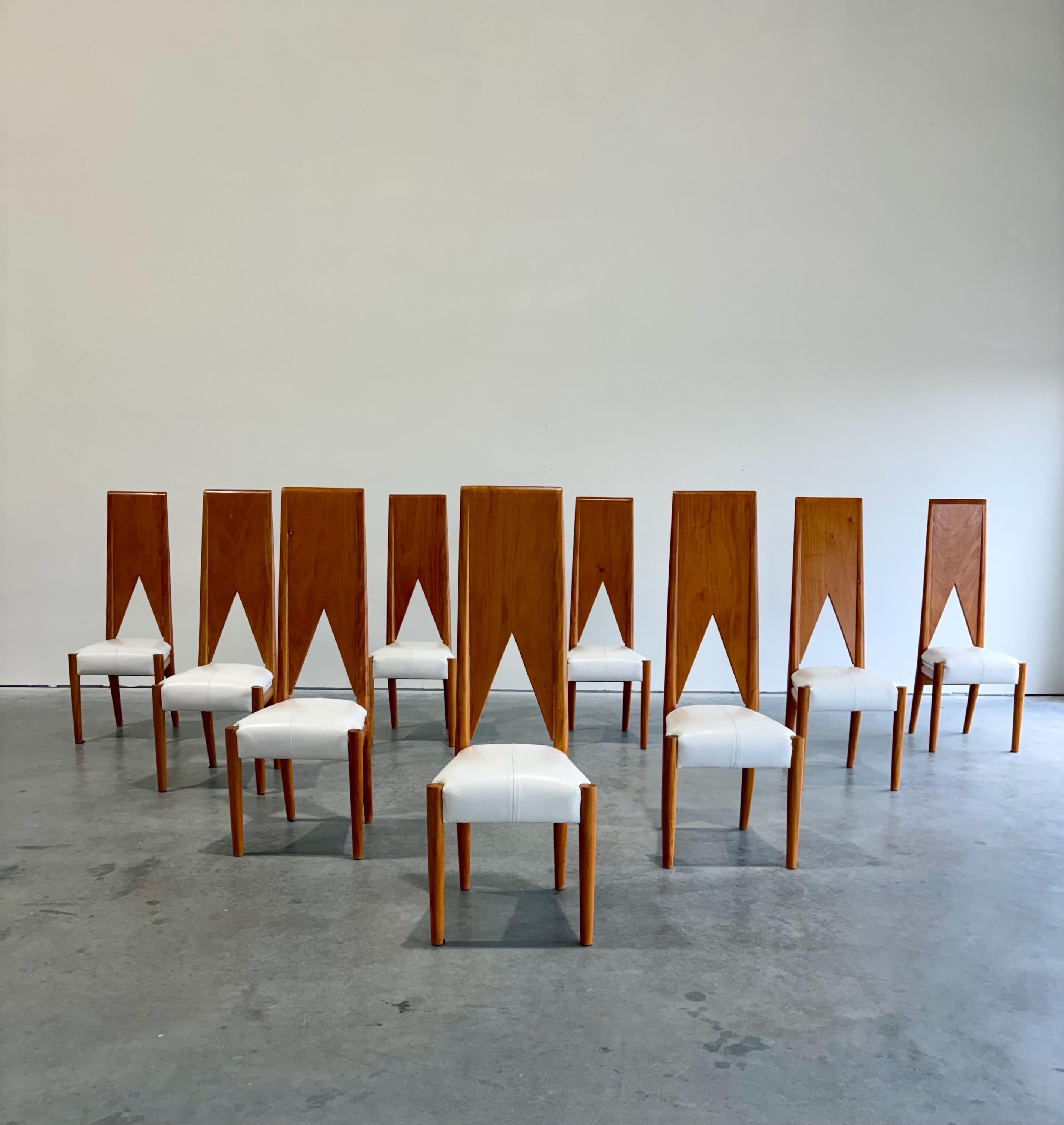 Unique Artisan Postmodern Sculptural Dining Chairs, set of 9