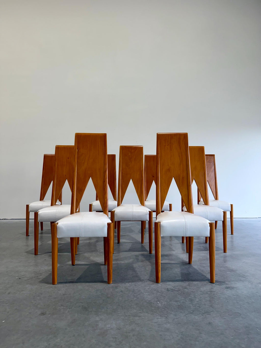 Unique Artisan Postmodern Sculptural Dining Chairs, set of 9