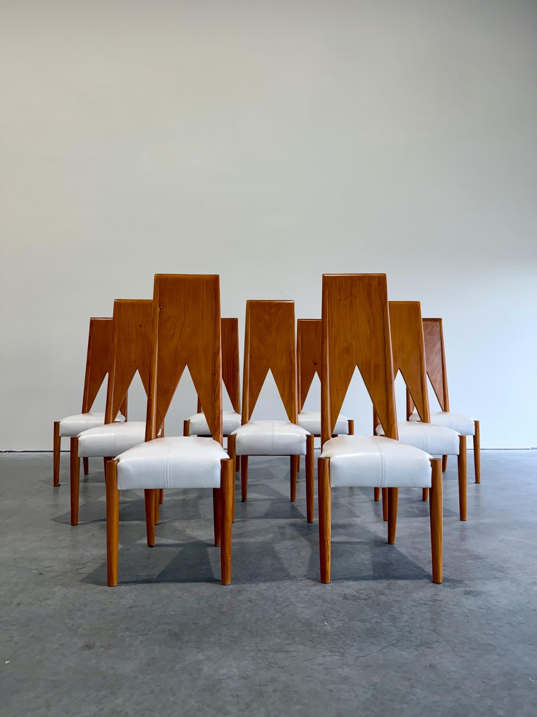 Unique Artisan Postmodern Sculptural Dining Chairs, set of 9