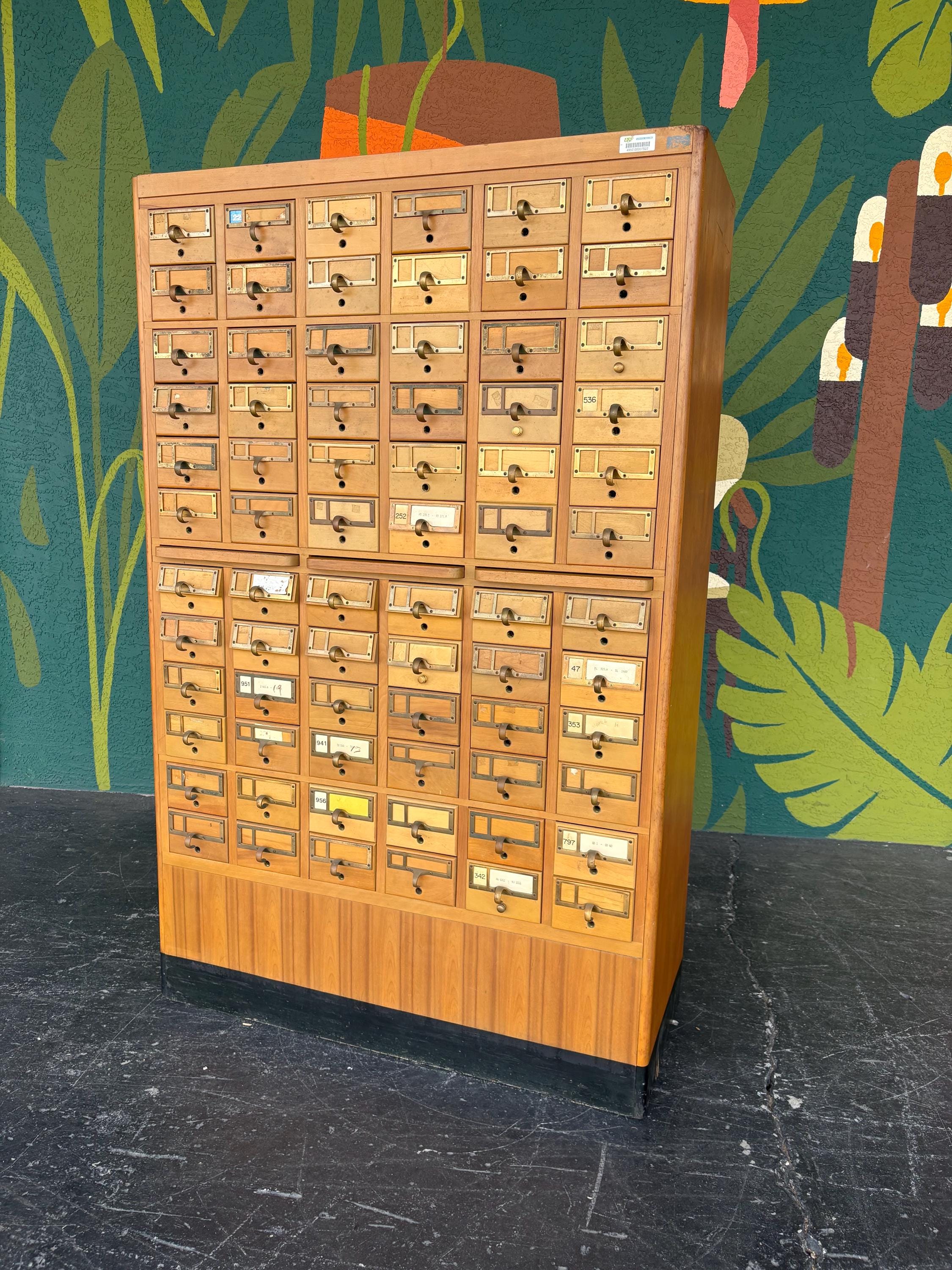 1960’s Maple 72 Drawer Library Card Catalog from USF Tampa