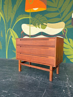 Mid Century Danish Modern Teak Vanity Small Boy Dresser by Nils Jonsson